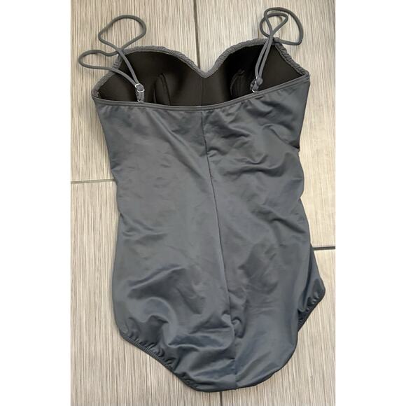 Magic Suit Gray One Piece Swimsuit Size 14 Runched Slimming - Picture 3 of 7